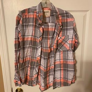 Peach, grey & white flannel